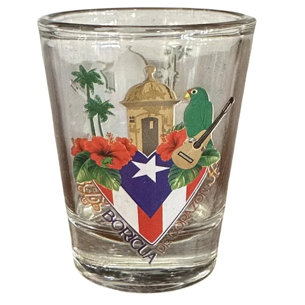 Puerto Rico Shot Glass Souvenir Boricua De Corazon